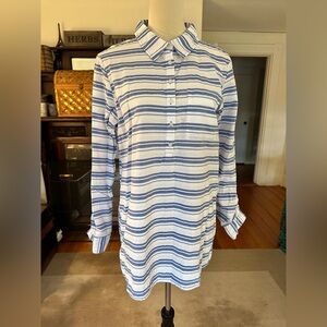 Tommy Hilfiger Blue and White Tunic. Cotton Blend. Size L.